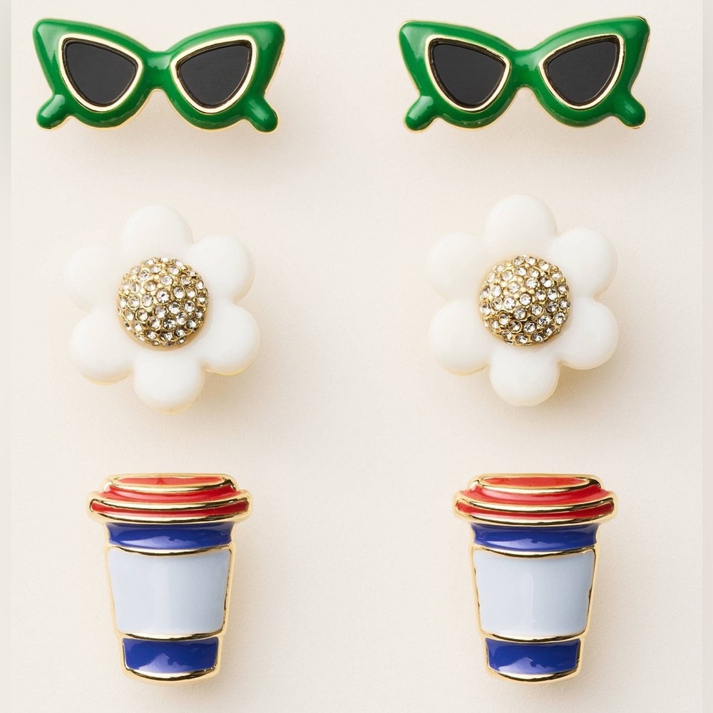 PICK (1) KATE SPADE NEW YORK STUD EARRING DAISY,CUP,FRIES,SUNGLASSES,STRAWBERRY - Picture 4 of 9